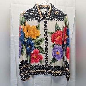 Rachel Zoe Multicolor Floral Button Down Shirt NWOT Sz M